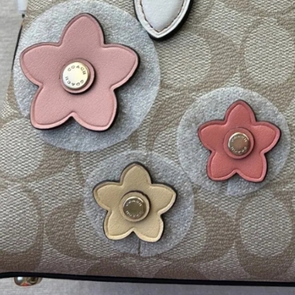 Coach NWT Signature Purse Bag + Crossby Strap Satchel Rare Floral Applique - Picture 5 of 15